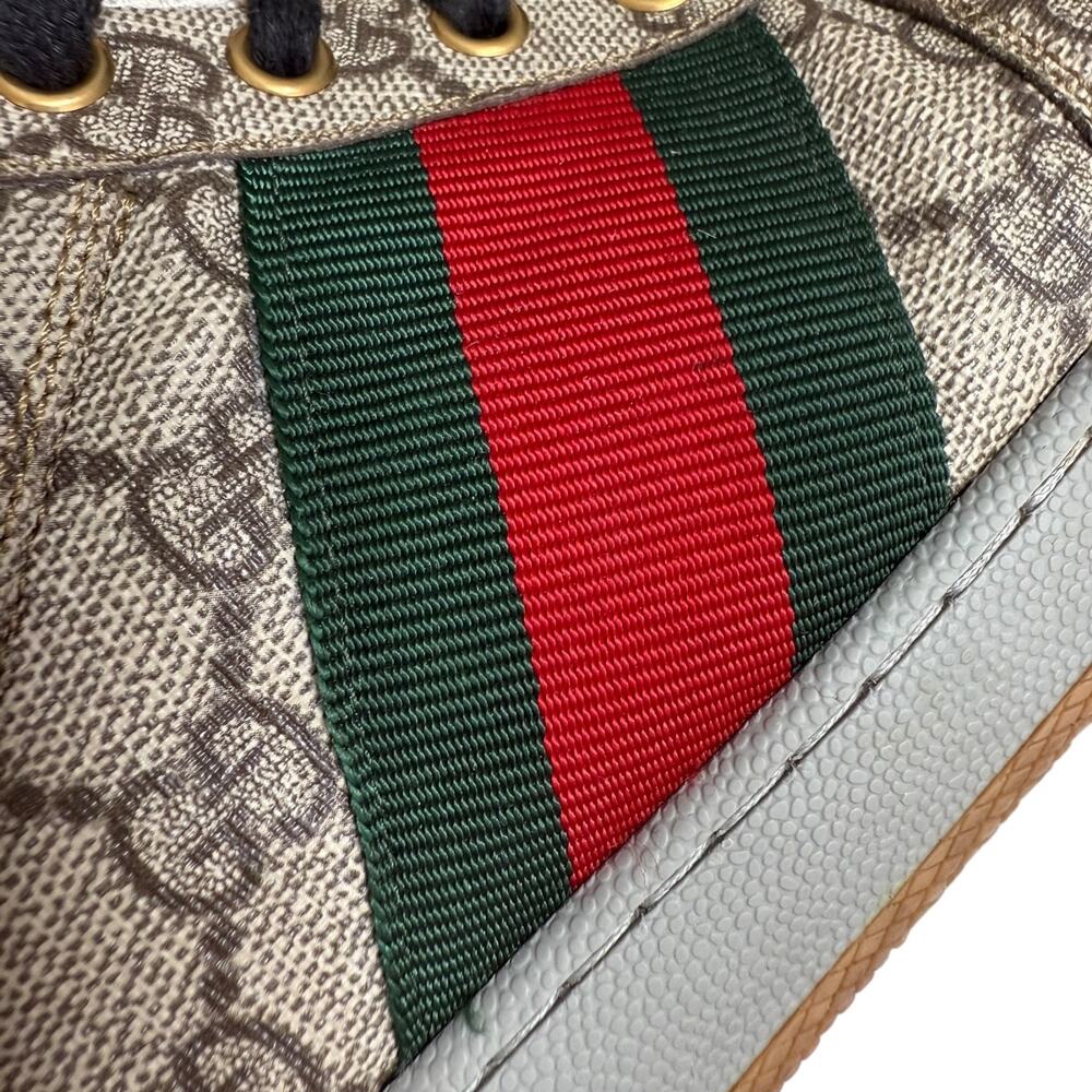 Gucci Screener canvas beige brown red green low top Sneakers size 10 Mens - Picture 5 of 13